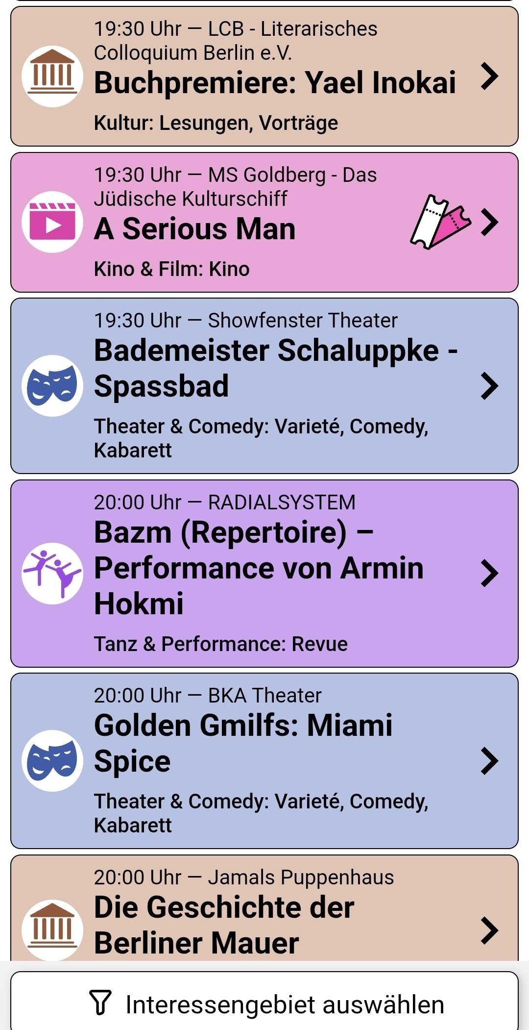 App Event-Liste